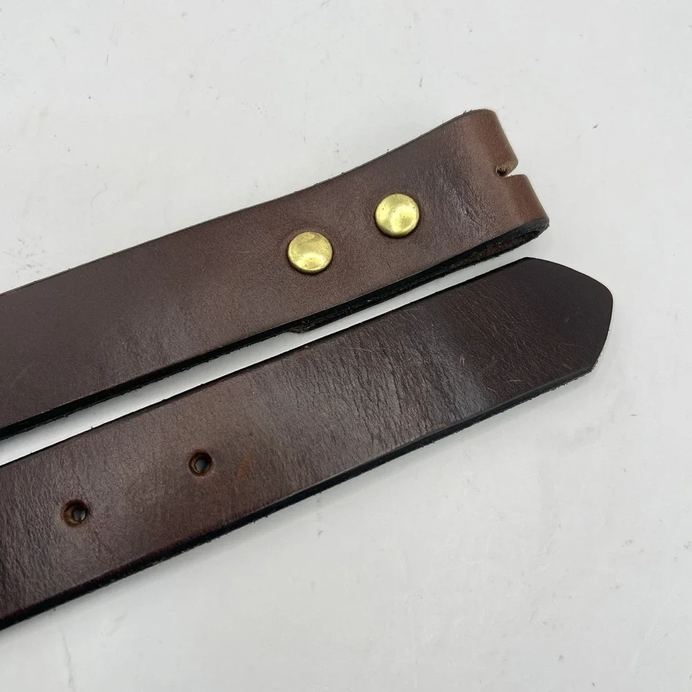 Leather Belt 33 Brown No Buckle No Keeper Loop Has Snap Fasteners Classic